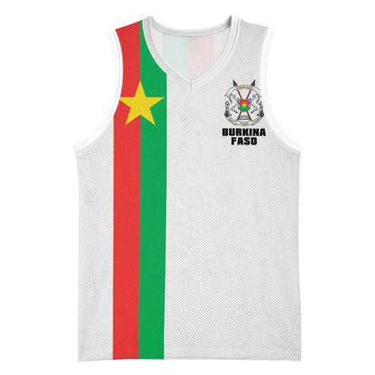 Personalized Burkina Faso Basketball Jersey Striped White - Bogolan Pattern LT15