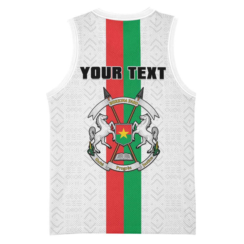 Personalized Burkina Faso Basketball Jersey Striped White - Bogolan Pattern LT15