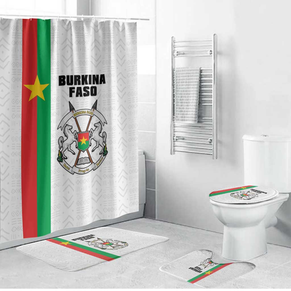 Burkina Faso Striped Bathroom Set African Mud Cloth Pattern - White