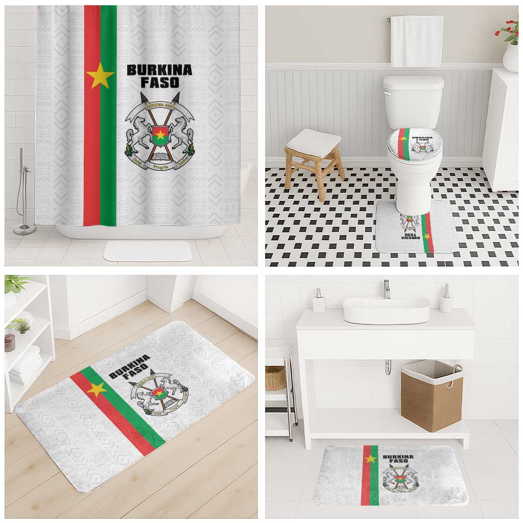 Burkina Faso Striped Bathroom Set African Mud Cloth Pattern - White
