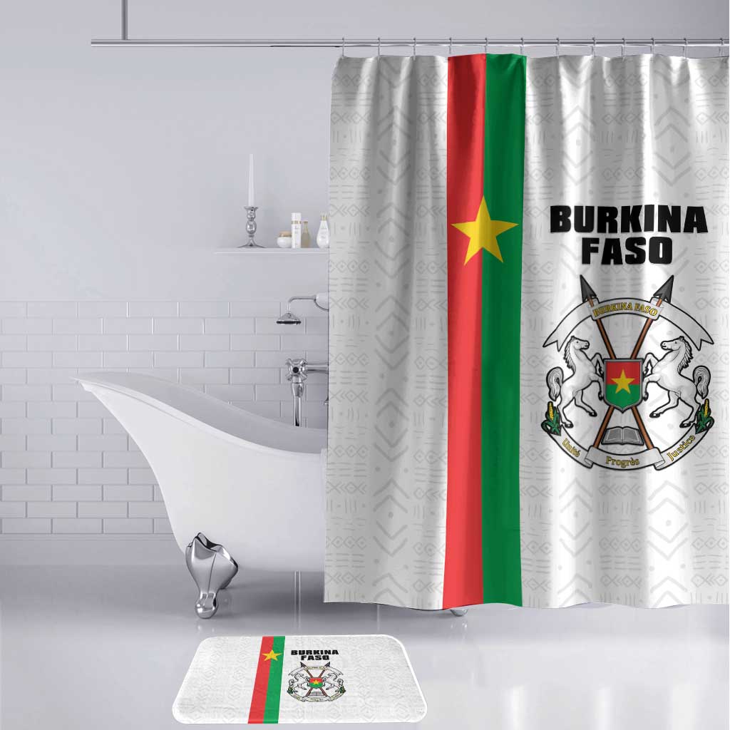 Burkina Faso Striped Bathroom Set African Mud Cloth Pattern - White