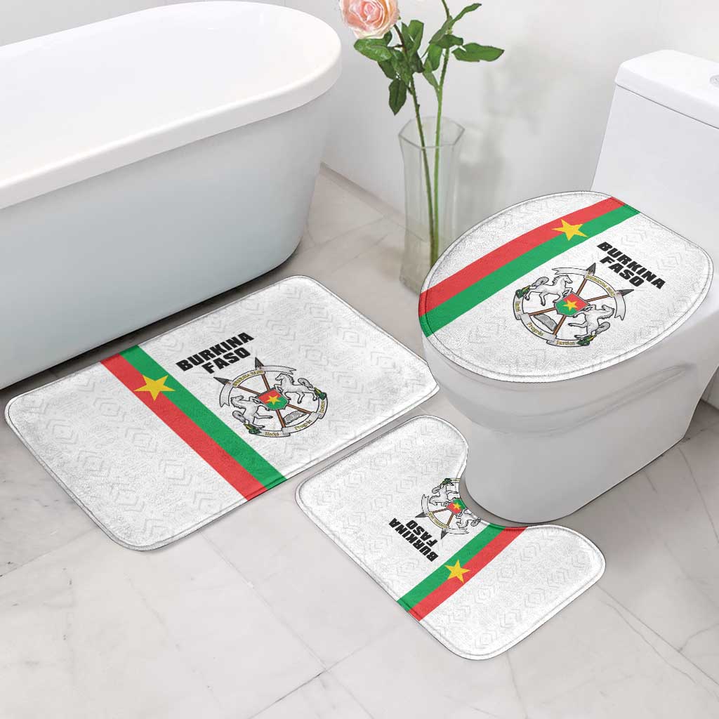 Burkina Faso Striped Bathroom Set African Mud Cloth Pattern - White
