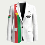 Personalized Burkina Faso Striped Blazer African Mud Cloth Pattern - White