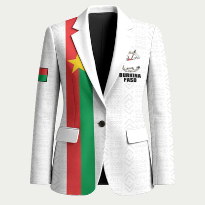 Personalized Burkina Faso Striped Blazer African Mud Cloth Pattern - White