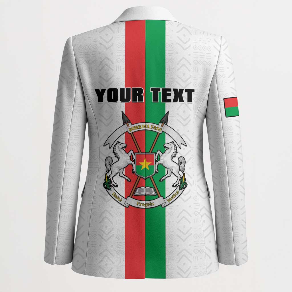 Personalized Burkina Faso Striped Blazer African Mud Cloth Pattern - White