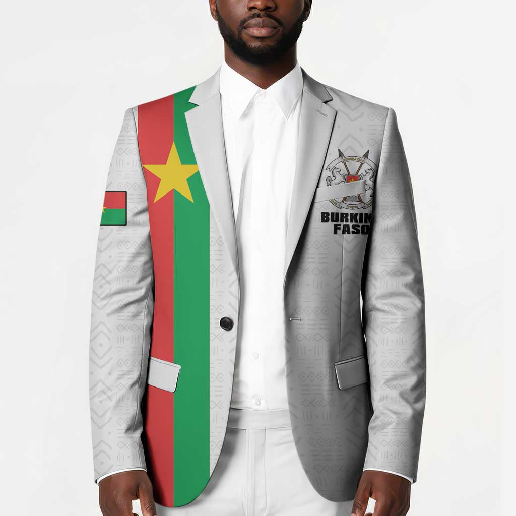 Personalized Burkina Faso Striped Blazer African Mud Cloth Pattern - White
