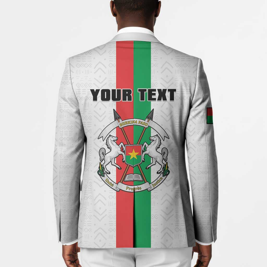 Personalized Burkina Faso Striped Blazer African Mud Cloth Pattern - White