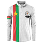 Personalized Burkina Faso Striped Button Sweatshirt African Mud Cloth Pattern - White