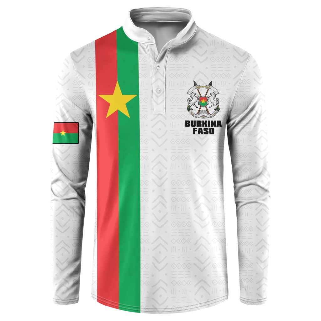Personalized Burkina Faso Striped Button Sweatshirt African Mud Cloth Pattern - White