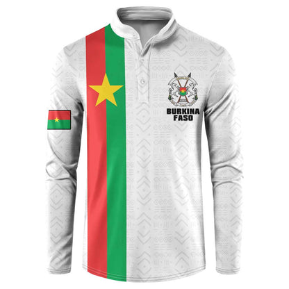 Personalized Burkina Faso Striped Button Sweatshirt African Mud Cloth Pattern - White