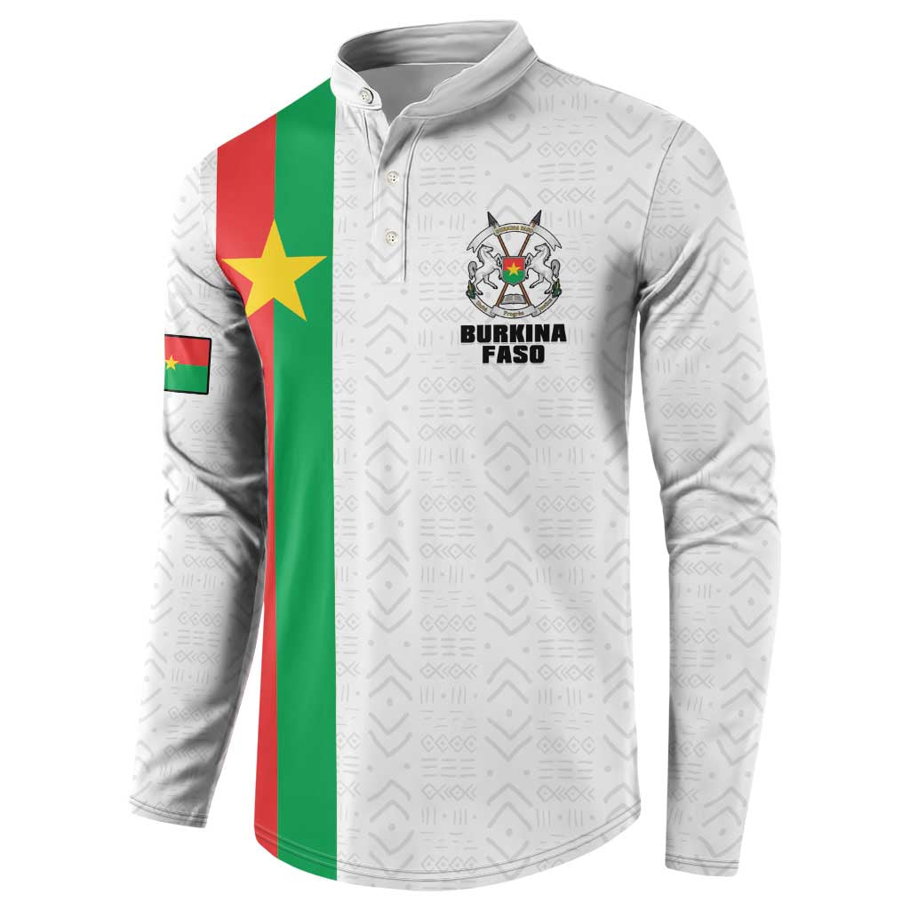 Personalized Burkina Faso Striped Button Sweatshirt African Mud Cloth Pattern - White