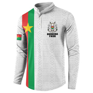 Personalized Burkina Faso Striped Button Sweatshirt African Mud Cloth Pattern - White