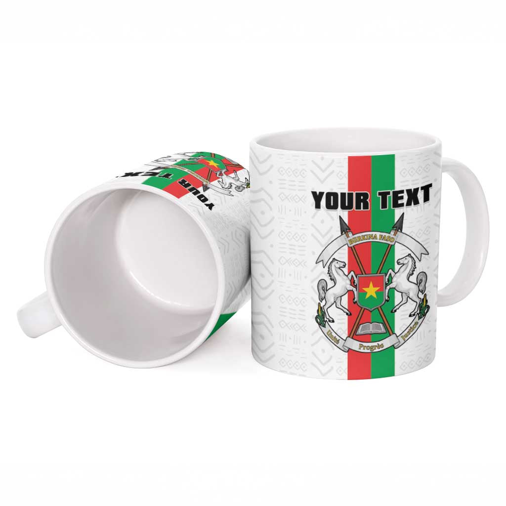Personalized Burkina Faso Striped Ceramic Mug African Mud Cloth Pattern - White