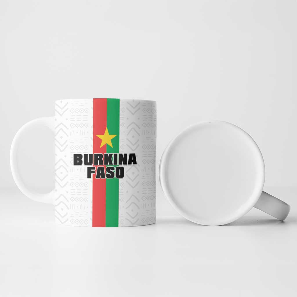 Personalized Burkina Faso Striped Ceramic Mug African Mud Cloth Pattern - White