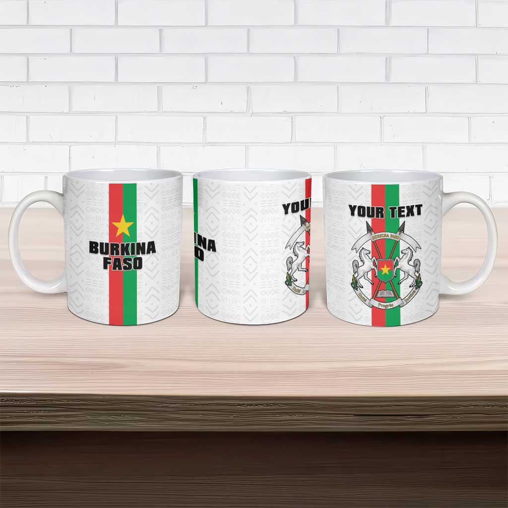 Personalized Burkina Faso Striped Ceramic Mug African Mud Cloth Pattern - White