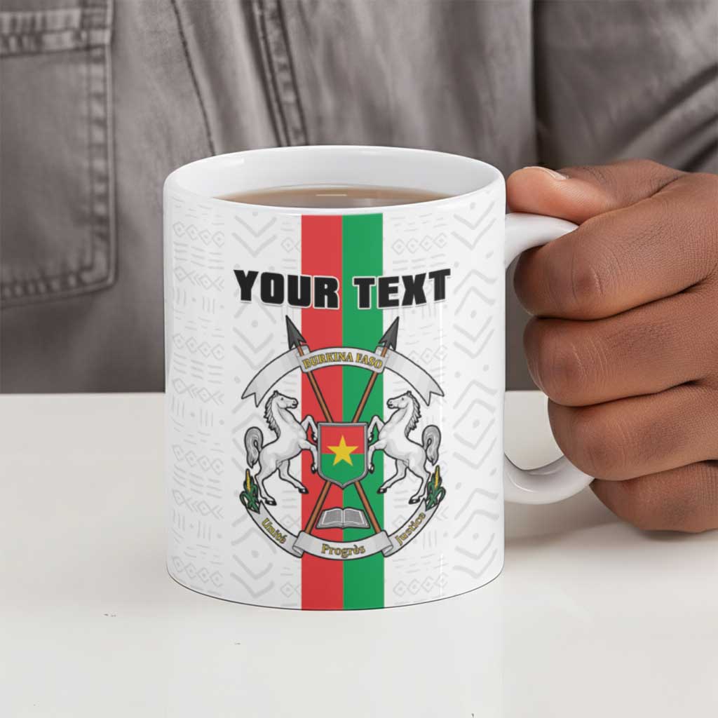 Personalized Burkina Faso Striped Ceramic Mug African Mud Cloth Pattern - White