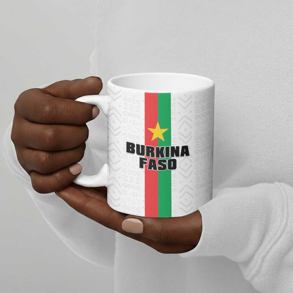 Personalized Burkina Faso Striped Ceramic Mug African Mud Cloth Pattern - White
