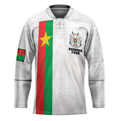 Personalized Burkina Faso Striped Hockey Jersey African Mud Cloth Pattern - White