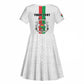 Personalized Burkina Faso Kid Short Sleeve Dress Striped White - Bogolan Pattern - African Pride