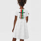 Personalized Burkina Faso Kid Short Sleeve Dress Striped White - Bogolan Pattern - African Pride