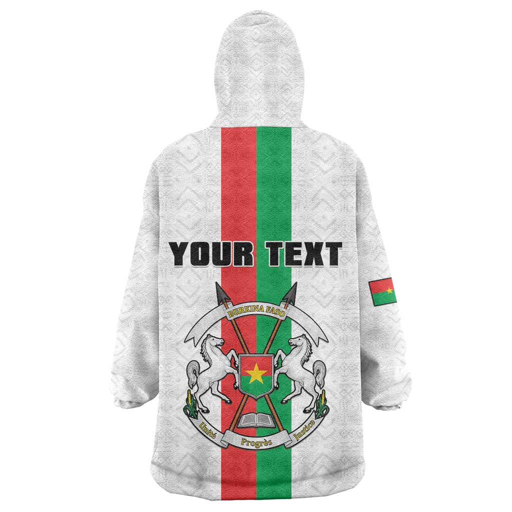 Personalized Burkina Faso Kid Wearable Blanket Hoodie Striped White - Bogolan Pattern - African Pride