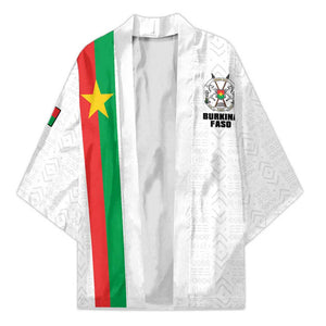 Personalized Burkina Faso Striped Kimono African Mud Cloth Pattern - White
