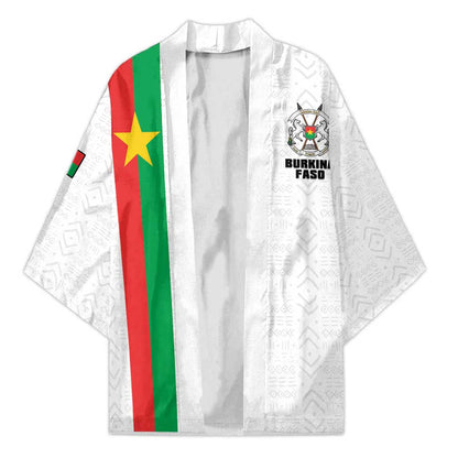 Personalized Burkina Faso Striped Kimono African Mud Cloth Pattern - White