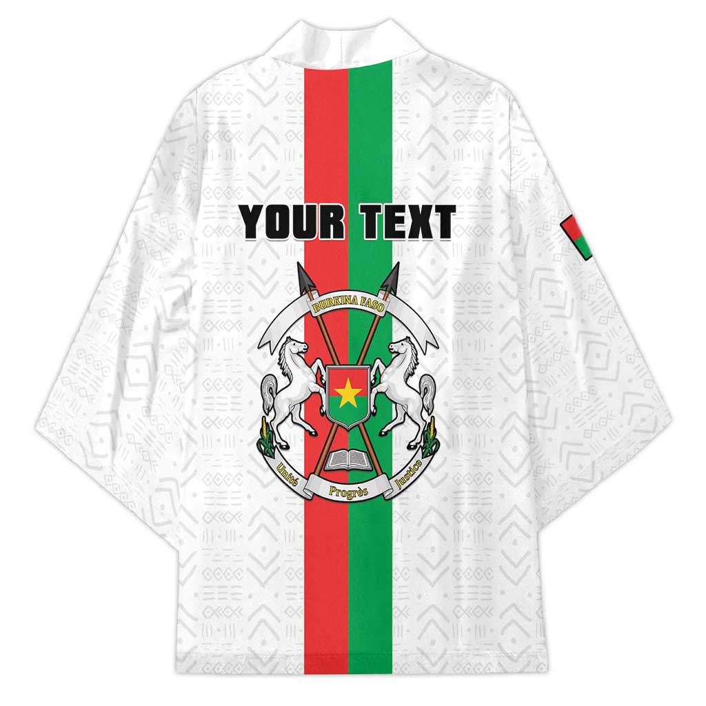 Personalized Burkina Faso Striped Kimono African Mud Cloth Pattern - White