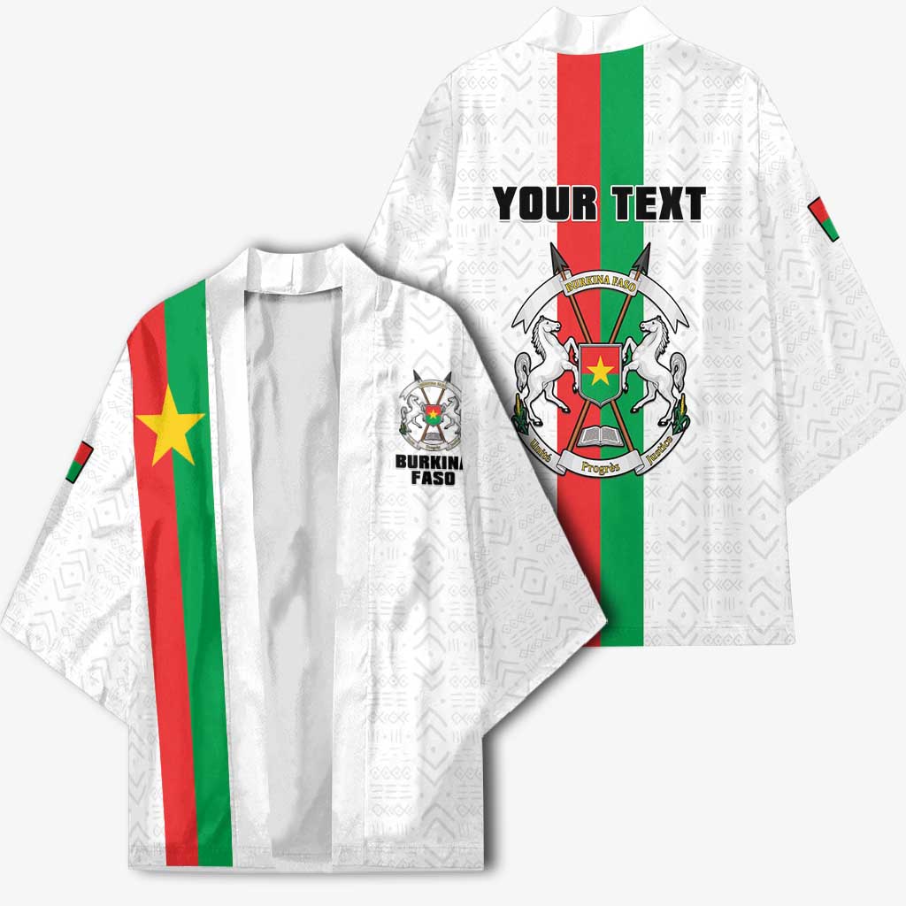 Personalized Burkina Faso Striped Kimono African Mud Cloth Pattern - White