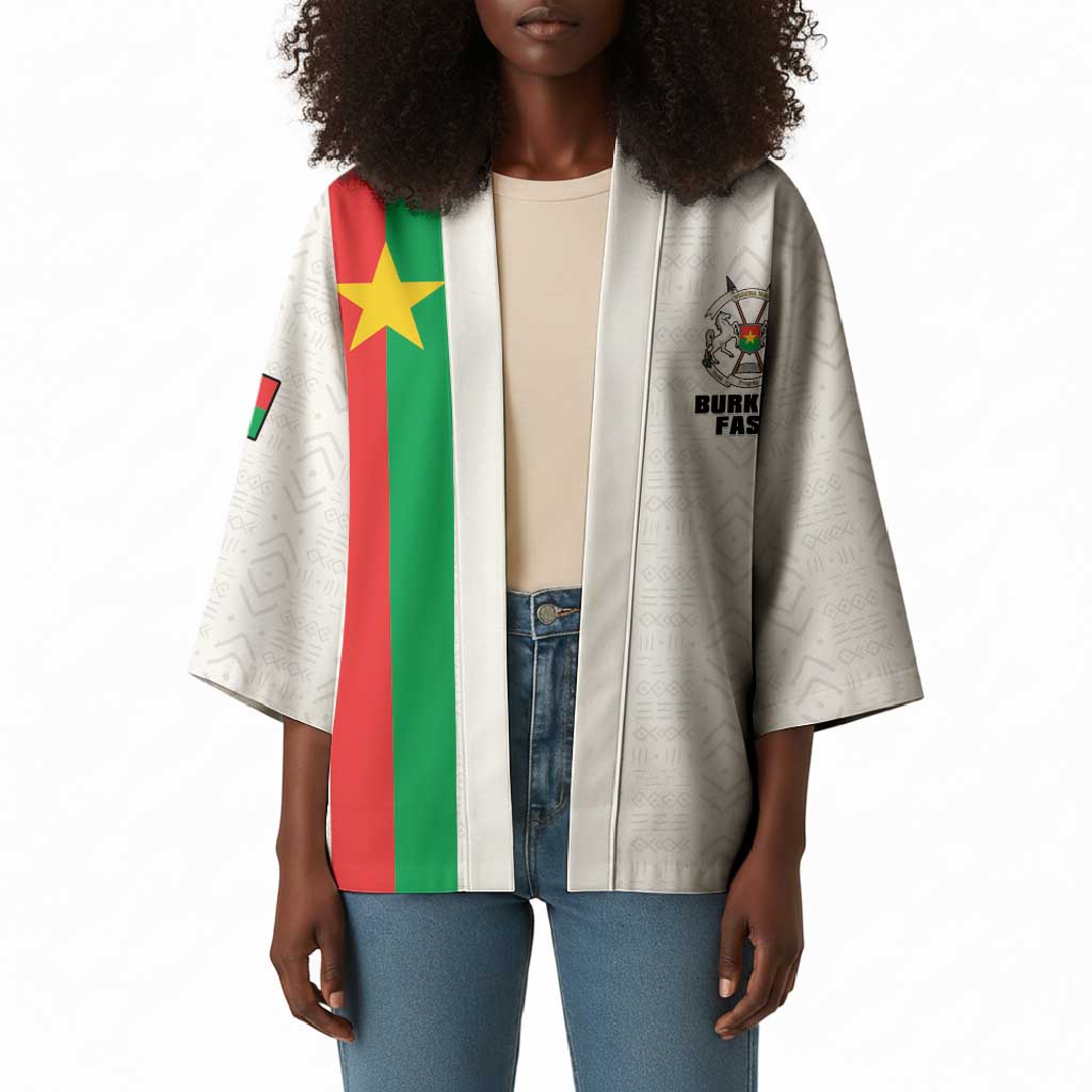 Personalized Burkina Faso Striped Kimono African Mud Cloth Pattern - White