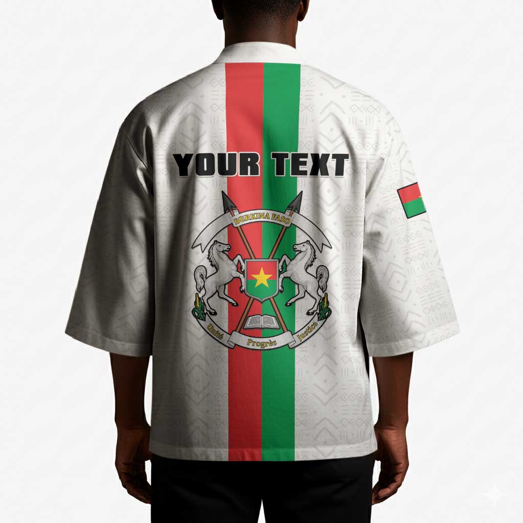 Personalized Burkina Faso Striped Kimono African Mud Cloth Pattern - White