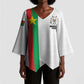 Personalized Burkina Faso Striped Kimono Sleeve Blouse African Mud Cloth Pattern - White