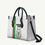 Burkina Faso Striped Leather Bag African Mud Cloth Pattern - White