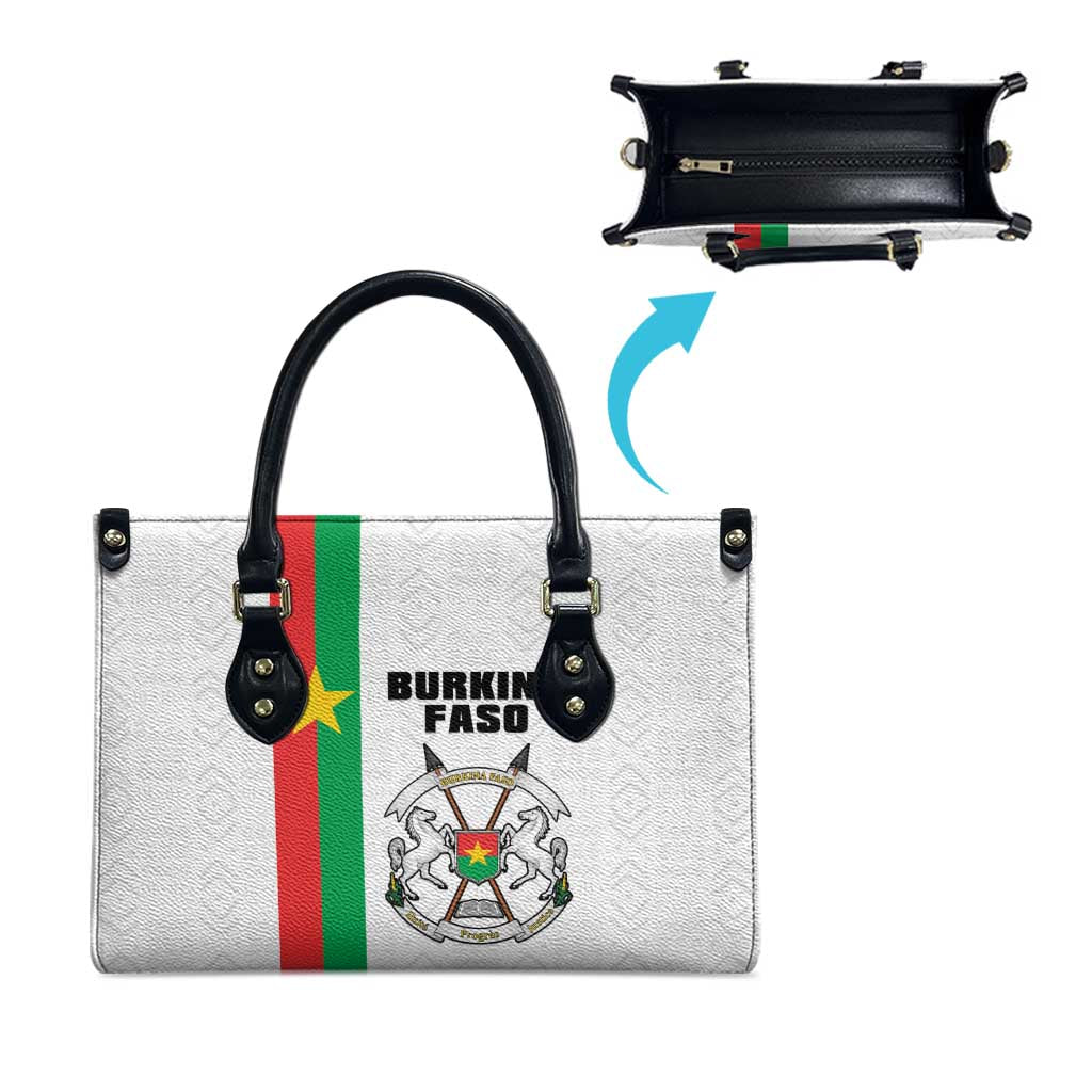 Burkina Faso Striped Leather Bag African Mud Cloth Pattern - White