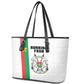 Burkina Faso Leather Tote Bag Striped White - Bogolan Pattern - African Pride