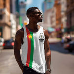 Personalized Burkina Faso Men Tank Top Striped White - Bogolan Pattern - African Pride