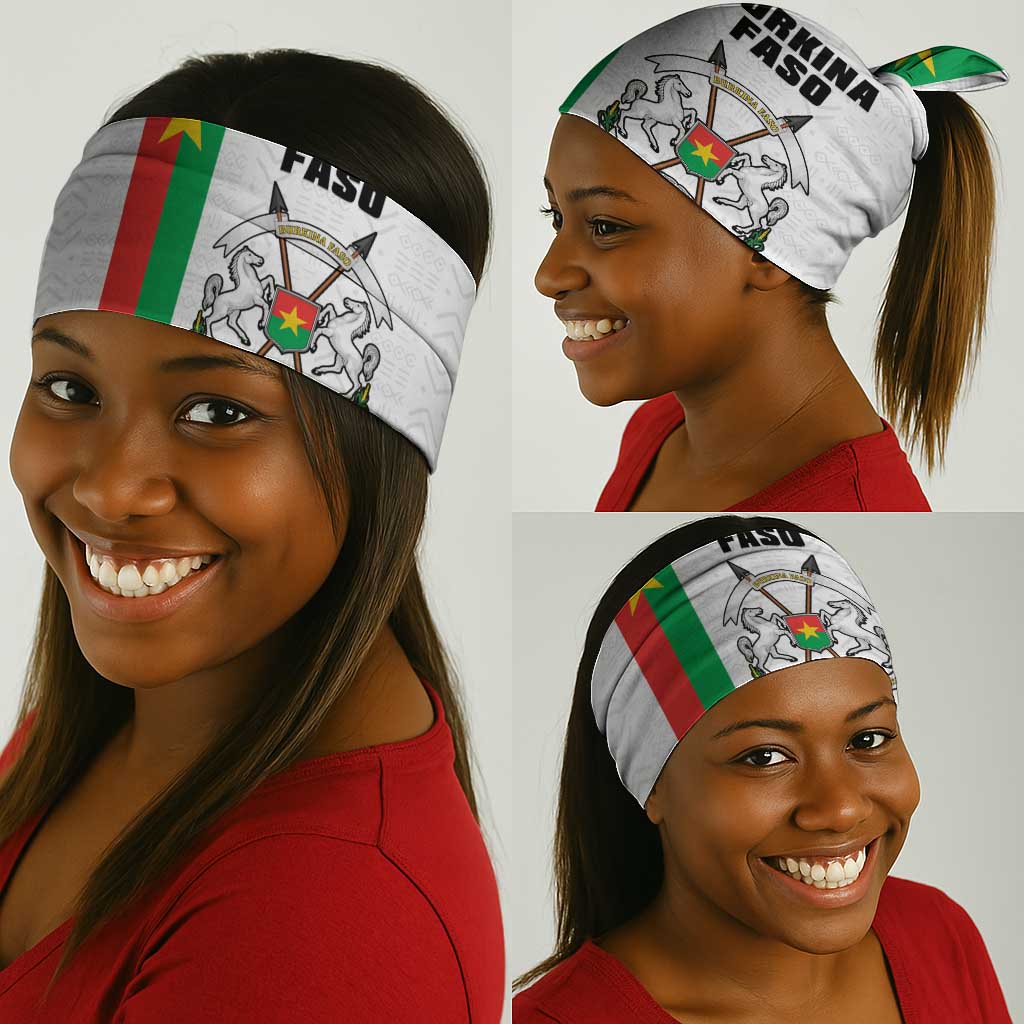 Burkina Faso Neck Gaiter Striped White - Bogolan Pattern LT15