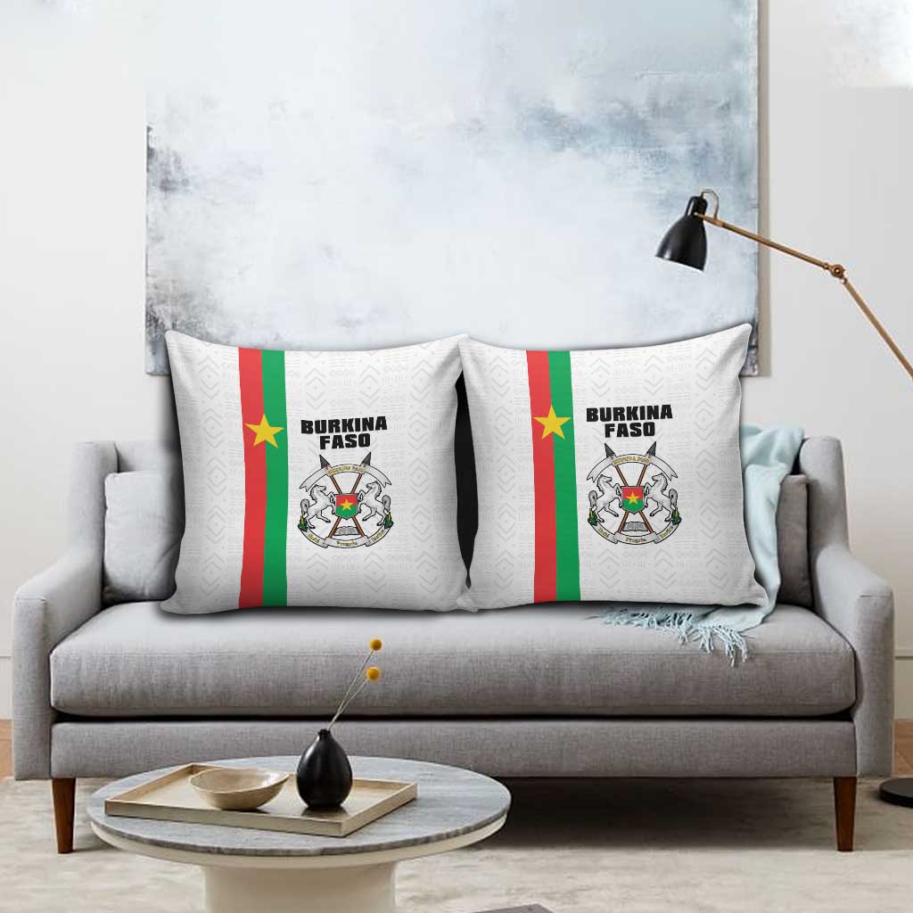 Burkina Faso Striped Pillow Cover African Mud Cloth Pattern - White