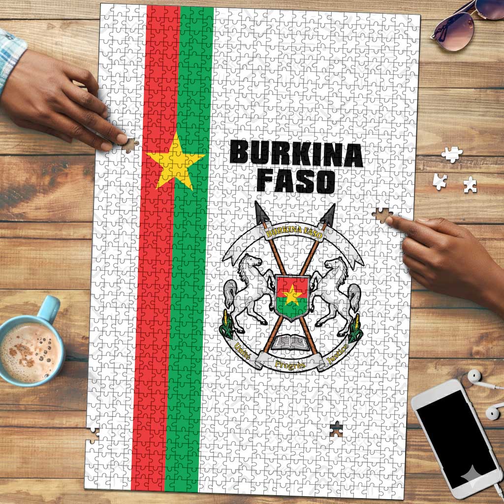 Burkina Faso Striped Puzzle African Mud Cloth Pattern - White