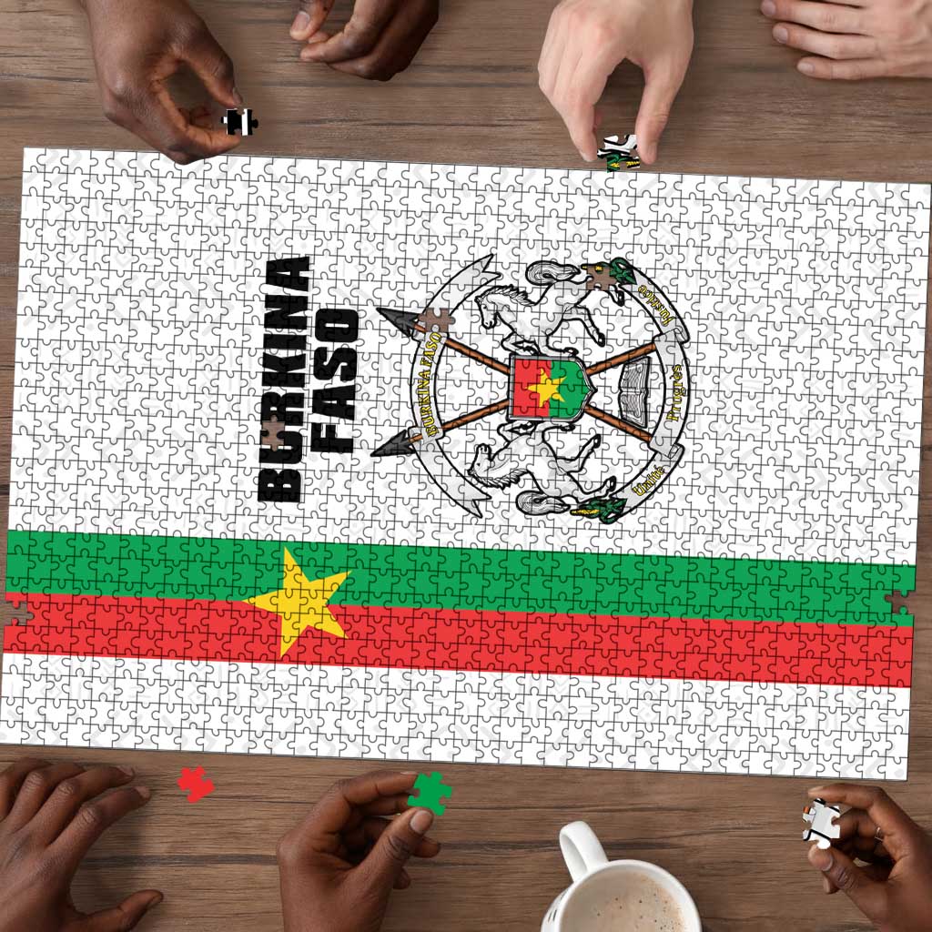 Burkina Faso Striped Puzzle African Mud Cloth Pattern - White