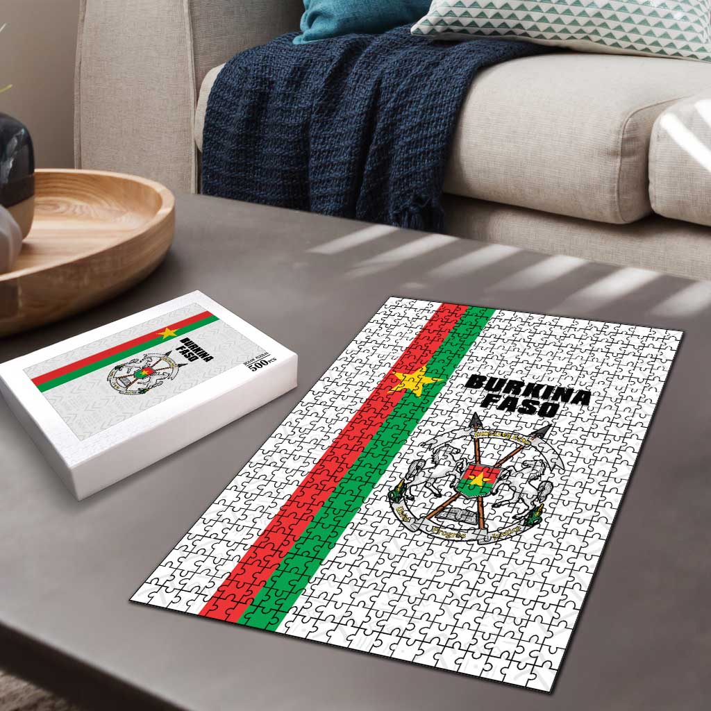 Burkina Faso Striped Puzzle African Mud Cloth Pattern - White