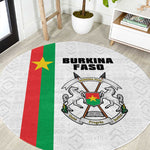 Burkina Faso Round Carpet Striped White - Bogolan Pattern - African Pride