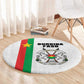 Burkina Faso Round Carpet Striped White - Bogolan Pattern - African Pride