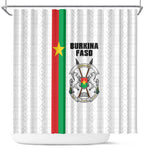 Burkina Faso Shower Curtain Striped White - Bogolan Pattern - African Pride