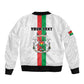 Personalized Burkina Faso Sleeve Zip Bomber Jacket Striped White - Bogolan Pattern - African Pride