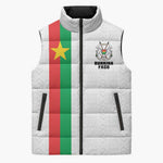 Personalized Burkina Faso Striped Sleeveless Puffer Jacket African Mud Cloth Pattern - White