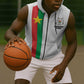 Personalized Burkina Faso Sleeveless Zip Hoodie Striped White - Bogolan Pattern - African Pride