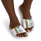 Burkina Faso Striped Slide Sandals African Mud Cloth Pattern - White