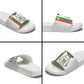 Burkina Faso Striped Slide Sandals African Mud Cloth Pattern - White