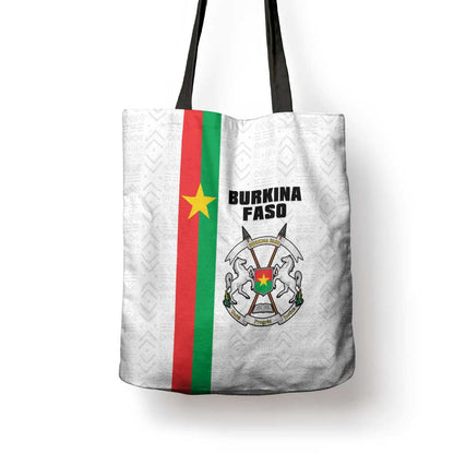 Burkina Faso Striped Tote Bag African Mud Cloth Pattern - White